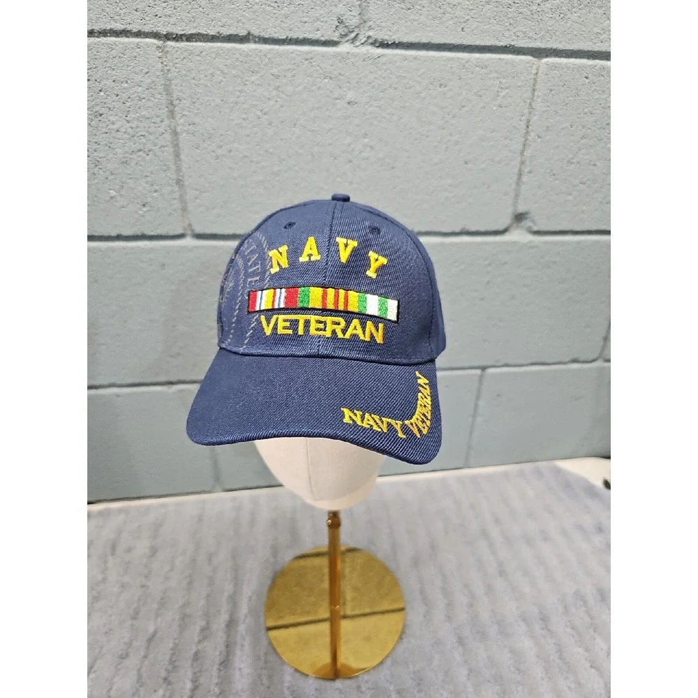 U.S NAVY VETERAN‎ HAT BALLCAP Blue New Navy Veteran on bill